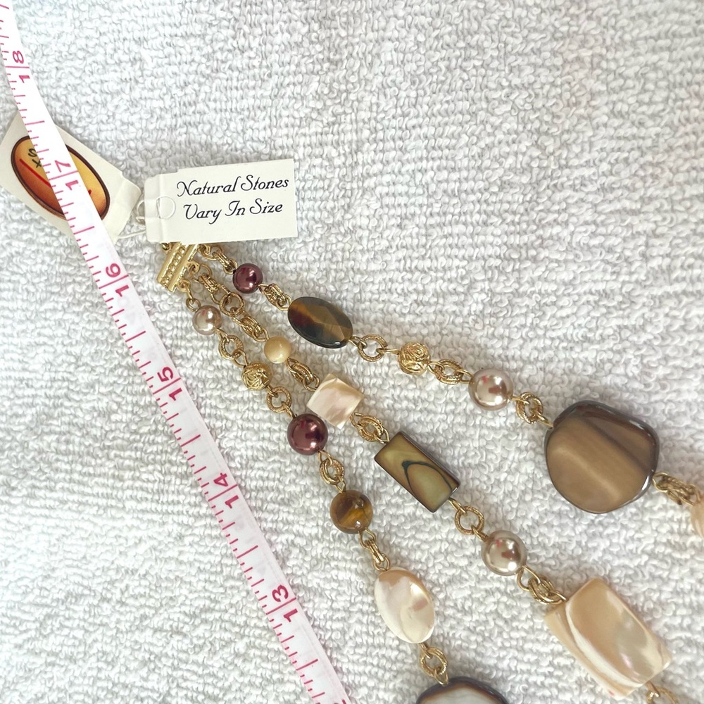 Talbots Elegant Brown and Gold Beaded Necklace and Earring Set. - Picture 2 of 2